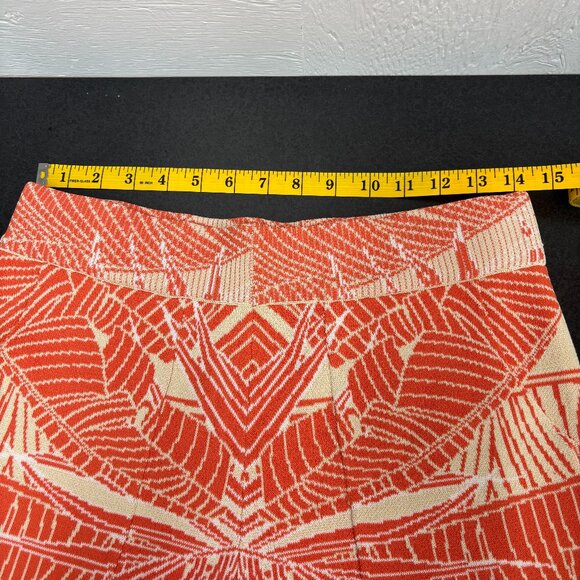 By Egreis Palm Tree Print Shorts Orange & Cream Boho Pull-On with Pockets Medium - Picture 6 of 10
